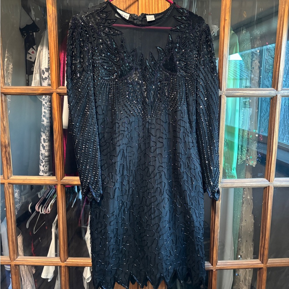 Silk Black Beaded Rodeo Queen Dress